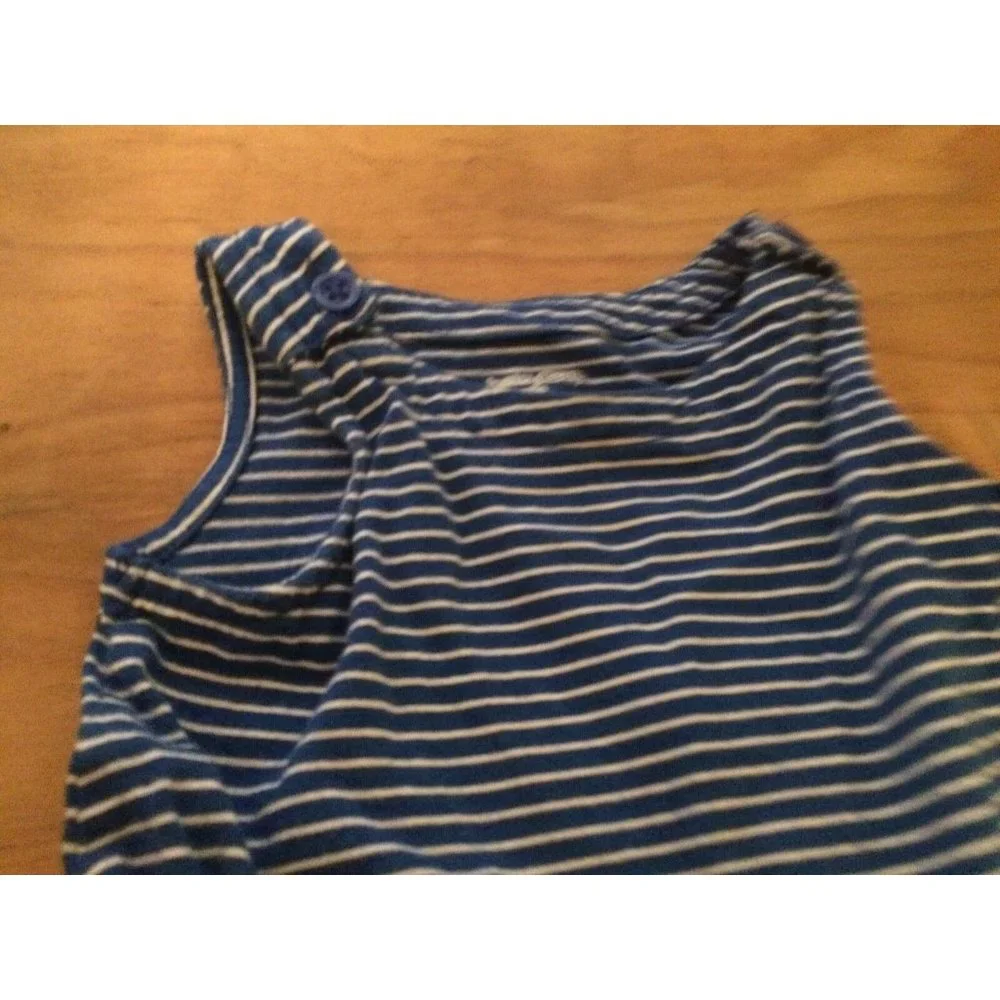 BabyGap Blue and White Striped Cotton Dress 3-6 months GUC Matching Bloomers